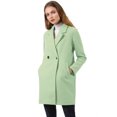 thumbnail image 2 of INSPIRE CHIC Women's Double Breasted Lapel Raglan Long Sleeve Mid Length Overcoat, 2 of 7