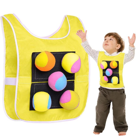IMENGL Upgraded Kids Sticky Vest Adjustable Stick Hairball Vest Dodgeball Game With 5 Hairballs Funny Outdoor Sport Spel Rekwisieten Vest For Kids Outdoor Game 55 65 75 85 Cm,60 X 60cm,12er Pack H