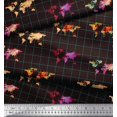 thumbnail image 3 of Soimoi Brown Cotton Poplin Fabric Check & World Map Printed Fabric 1 Yard 42 Inch Wide, 3 of 5
