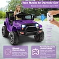 thumbnail image 4 of Patiojoy 12V Kids Ride On Car Electric Vehicle Jeep with Parental Remote Music Horn Headlights Slow Start Function Purple, 4 of 10