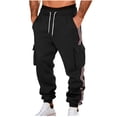 thumbnail image 2 of Ceisia Men Solid Color Loose Casual Pants Elastic Waist Drawstring Sports Gift Work Trousers, 2 of 9