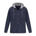 thumbnail image 1 of KIHOUT Winter Warm Coats Men Button-up Cardigan Carry Pockets Solid Color Long Sleeve Hooded Jacket,Size M-5XL, 1 of 5