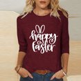 thumbnail image 2 of Dvkptbk Chemises pour Femmes Chic Décontracté Joyeuses Pâques Hauts Graphiques Mode Décontracté Col Rond Manche Trois Quarts T-Shirt Haut, 2 of 3