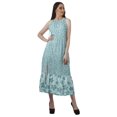thumbnail image 2 of Moomaya Rayon Printed Halter Neck Dress Womens Front Slit Long Maxi Party Dress, 2 of 4