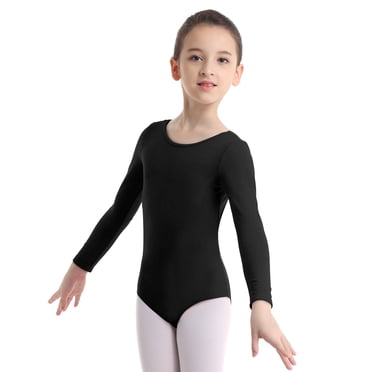 iiniim Kids Girls Long Sleeve Ballet Dance Leotard Bodysuit Gymnastics Unitard Bodysuit Dancewear Black 8