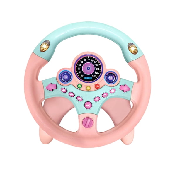lionlar Battery Powered Simulated Driving Steering Wheel Toy Car Driving Toy for Infant Pink