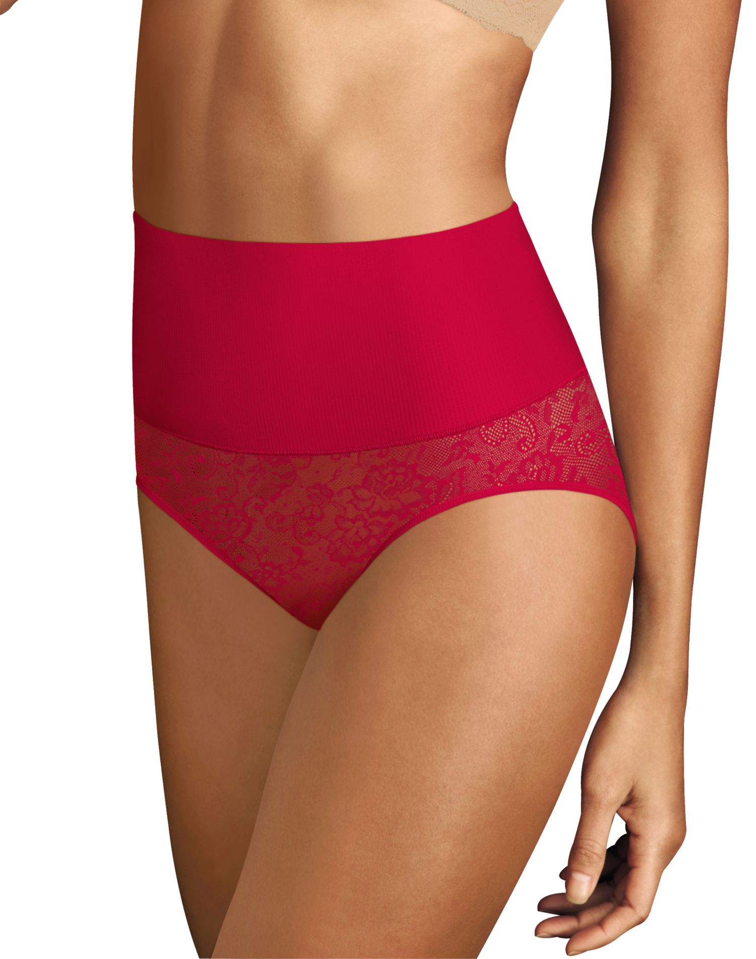 Maidenform Womens Tame Your Tummy Brief, S, Scarlet Berry