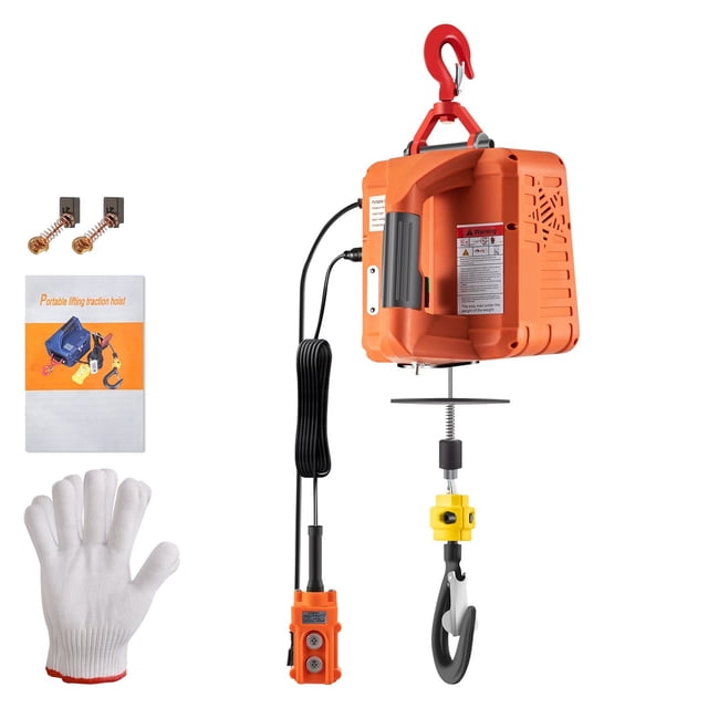 500kg/1100lbs Electric Hoist Winch Portable Crane 25ft Lifting Height Wireless Or Wire Remote Control For Transportation ,Powerful Pulling Performance