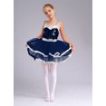 thumbnail image 3 of Hansber Robe Tutu de Danse pour Filles Enfants Paillettes Jazz Fête Robe de Danse Costume de Performance sur Scène Bleu Marine 4, 3 of 7