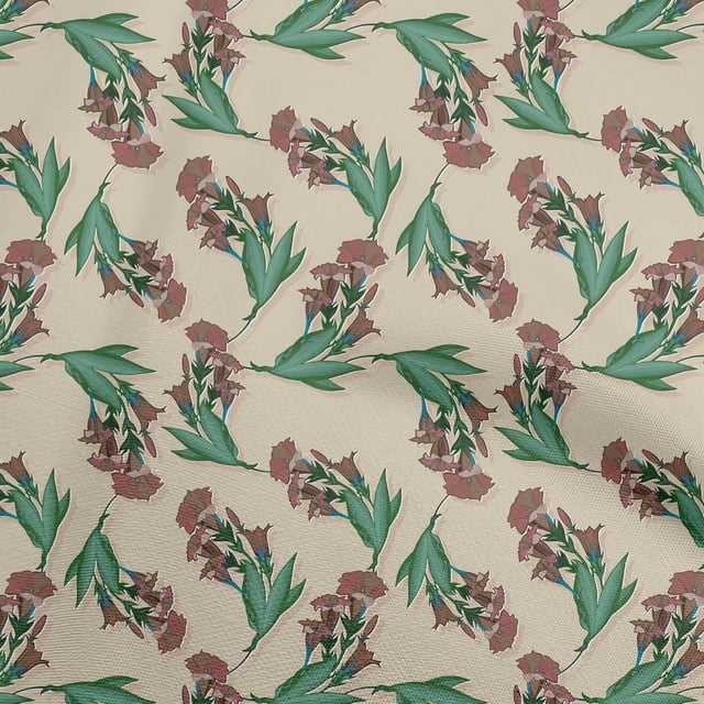 oneOone Cotton Flex Light Brown Fabric Floral Craft Projects Decor Fabric Printed By The Yard 40 Inch Wide
