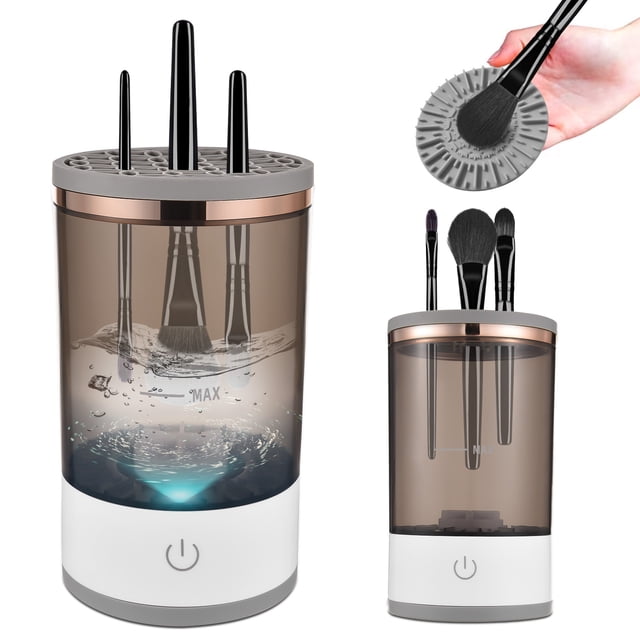Riwcyla Cosmetic Brush Cleaner , USB Powered Automatic Spinning Electric Makeup Brush Cleaner with Brush Mat Fit for All Size Beauty Makeup Brush Gift for Female