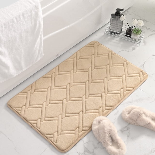 Absorbent Non Slip Foam Bath Mat with Machine Washable Soft Velvet Texture for Bathroom Kitchen Long Lasting Easy to Dry Anti Backing Relaxeds Feet 15.74x23.62in