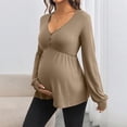 thumbnail image 3 of Women's Long Sleeve Tops Maternity V Neck Ribbed Tunic, Long Sleeve Maternity Top with Side Drawstring Long Sleeve Tunic, 3 of 7