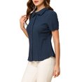 thumbnail image 4 of INSPIRE CHIC Chemise Douce pour Femme Vintage à Col Poupée Mignon Boutonnée m Bleu Foncé, 4 of 7