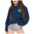 thumbnail image 1 of MEZZALL Sweat à Capuche à Manches Longues Imprimé Fleuri Mode Décontractée pour Filles, Bleu Foncé, 8-9 Ans, 1 of 7
