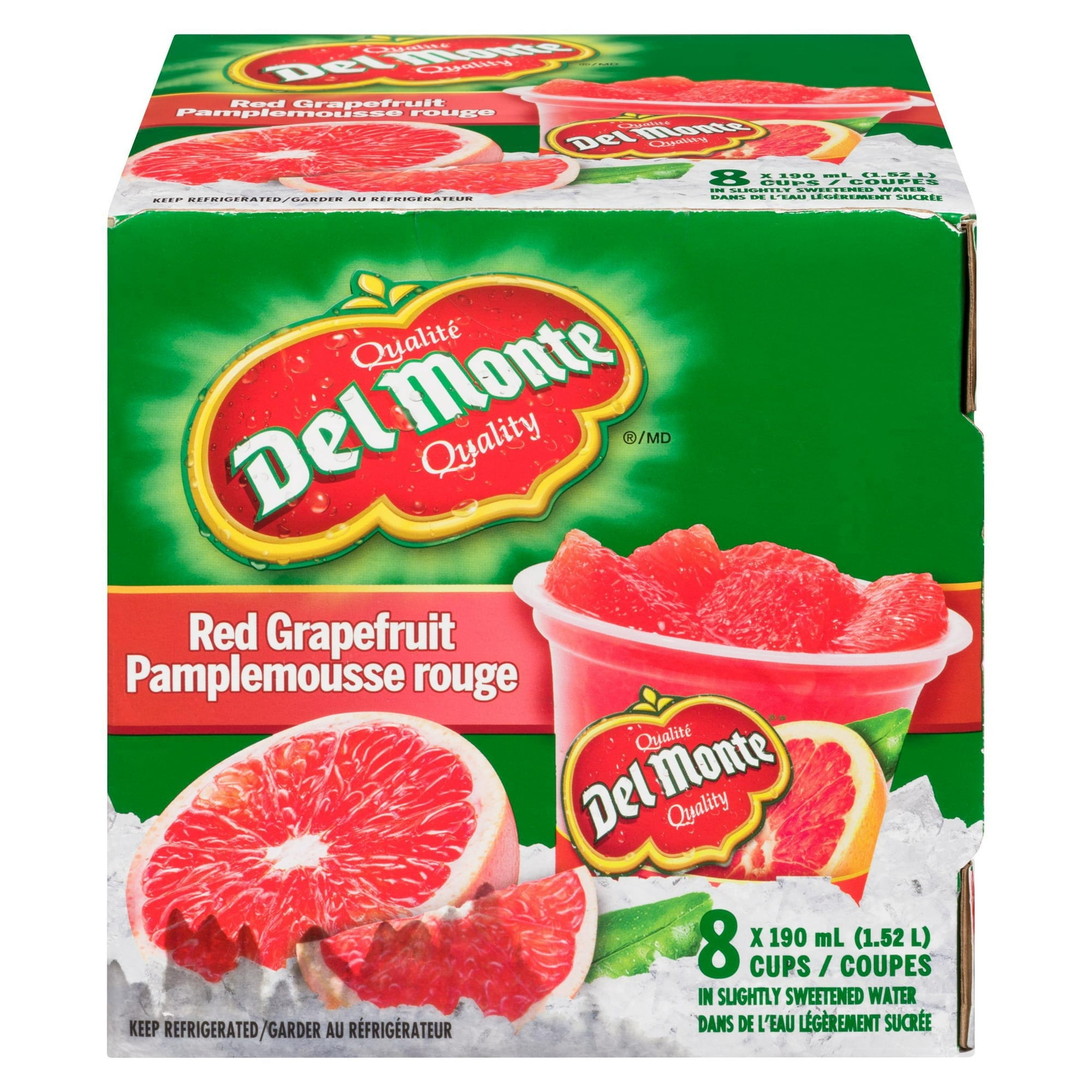 Del Monte Pamplemousse Rouge dans de l'Eau Légèrement Sucrée, 8x190ml