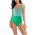 thumbnail image 1 of Birdeem Womens Contrast Color Stripe Camisole Backless Bikini One-Piece Swimsuit, 1 of 12