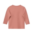 thumbnail image 4 of 2025 Chemises à Manches 3/4 pour Filles Mode Couleur Unie Col Rond Hauts Chemises Décontractées Rouge Melon D\'eau, 4 of 6