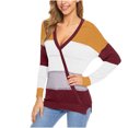 thumbnail image 4 of RKSTN Chandails pour Femmes Mode Décontractée Manches Longues Décontracté Contraste de Couleurs Patchwork Chandail Blouse Chandails d'Automne, 4 of 4