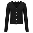 thumbnail image 4 of AherBiu Cropped Cardigan for Women Trendy Long Sleeve Button down Knit Sweater Open Front Casual Cardigans, 4 of 6