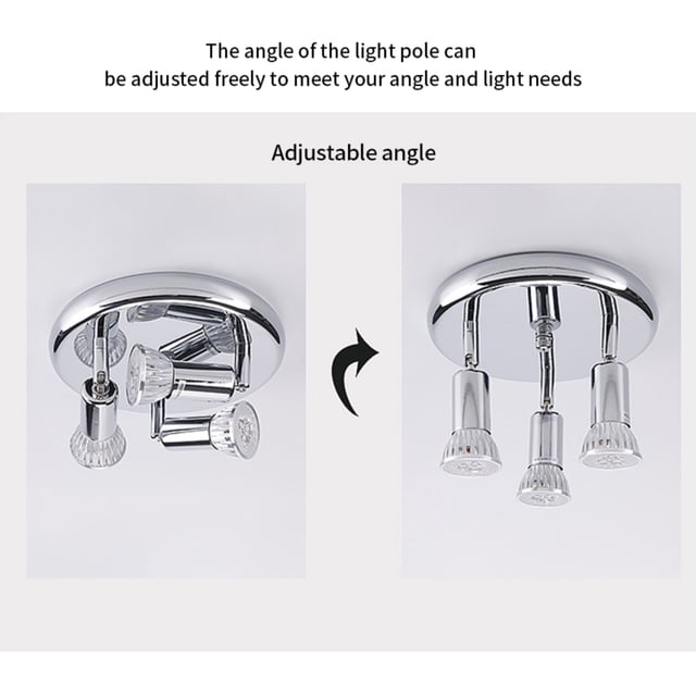 3 Way Round Plate Ceiling Spotlight Cabinet Rotatable LED Light Bulbs Home Lighting Warm White Light
