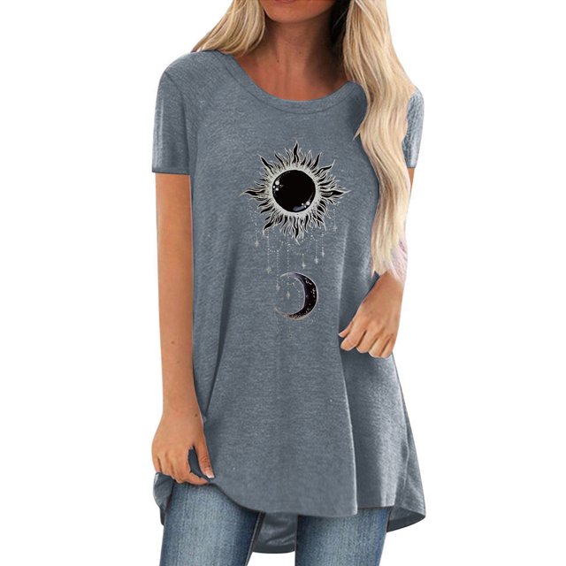 Pompotops Femmes Mode Casual Chemises Manches Courtes Tee Tops Tunique Blouse