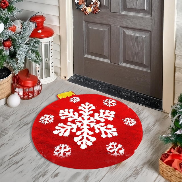 Yhmxh Bathroom Rugs Christmas Ball Bathroom Rugs For Living Room Green Rug Absorbent Washable Bath Mat Shower Soft Thick Bathtub Carpet Living Room Rug Bath Mat