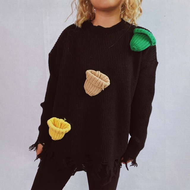 TIMIFIS Femmes Christmas Sweater Graphique Imprimé Manches Longues Col Ras du Cou Chandail Tricoté Léger Automne Chandail Décontracté Chandails des Fêtes