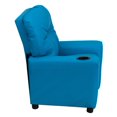 thumbnail image 3 of Contemporary Turquoise Vinyl Kids Recliner with Cup Holder, 3 of 9