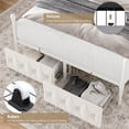 thumbnail image 3 of Homfa Queen Size Canopy Bed Frame, 2 Storage Drawers Metal Platform Bed with Button Tufted Upholstered Headboard, Canopy Bed Curtain Not Included, Beige, 3 of 7