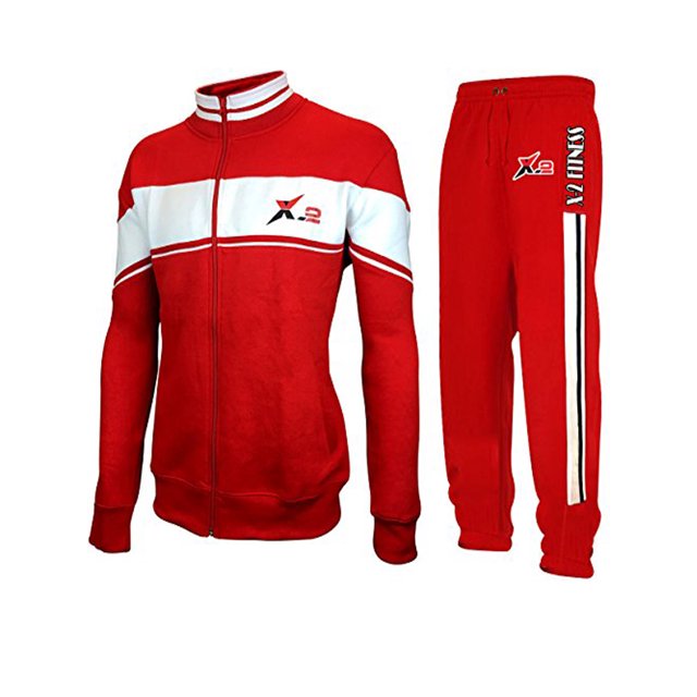 X-2 Mens Athletic Activewear Full Zip Fleece Color Tracksuit Jogging Sweatsuit