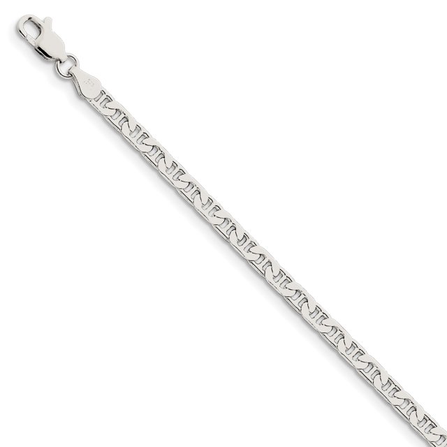 925 Sterling Silver 3.75mm Flat Anchor Chain Bracelet