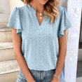 thumbnail image 2 of Birdeem Womens Spring and Summer Gold Lace Stitching V-Neck Solid Color Bottom T-Shirt Hollow Top, 2 of 8