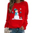 thumbnail image 1 of Bellella Sweat-Shirt de Noël pour Femmes Col Rond Pull à Manches Longues T-shirt Décontracté Imprimé Père Noël Hauts Femmes Rouge L, 1 of 2