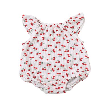 Baby Girls One Piece Romper Cartoon Bodysuit Cotton Linen Summer Outfits 0-24M