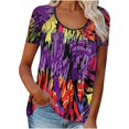 thumbnail image 1 of Pompotops Mode T-shirt Décontracté à Manches Courtes et Col Rond pour Femmes, 1 of 6