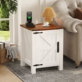 thumbnail image 2 of AKDSteel Farmhouse Nightstand With Usb Charging Station, Rustic 18" Bedside Table With Sliding Barn Door And Two-Tier Storage, 2 of 8