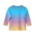 thumbnail image 4 of 2025 Girls 3/4 Sleeve Shirts Fashion Solid Color Round Neck Tops Casual Shirts Multicolor, 4 of 5