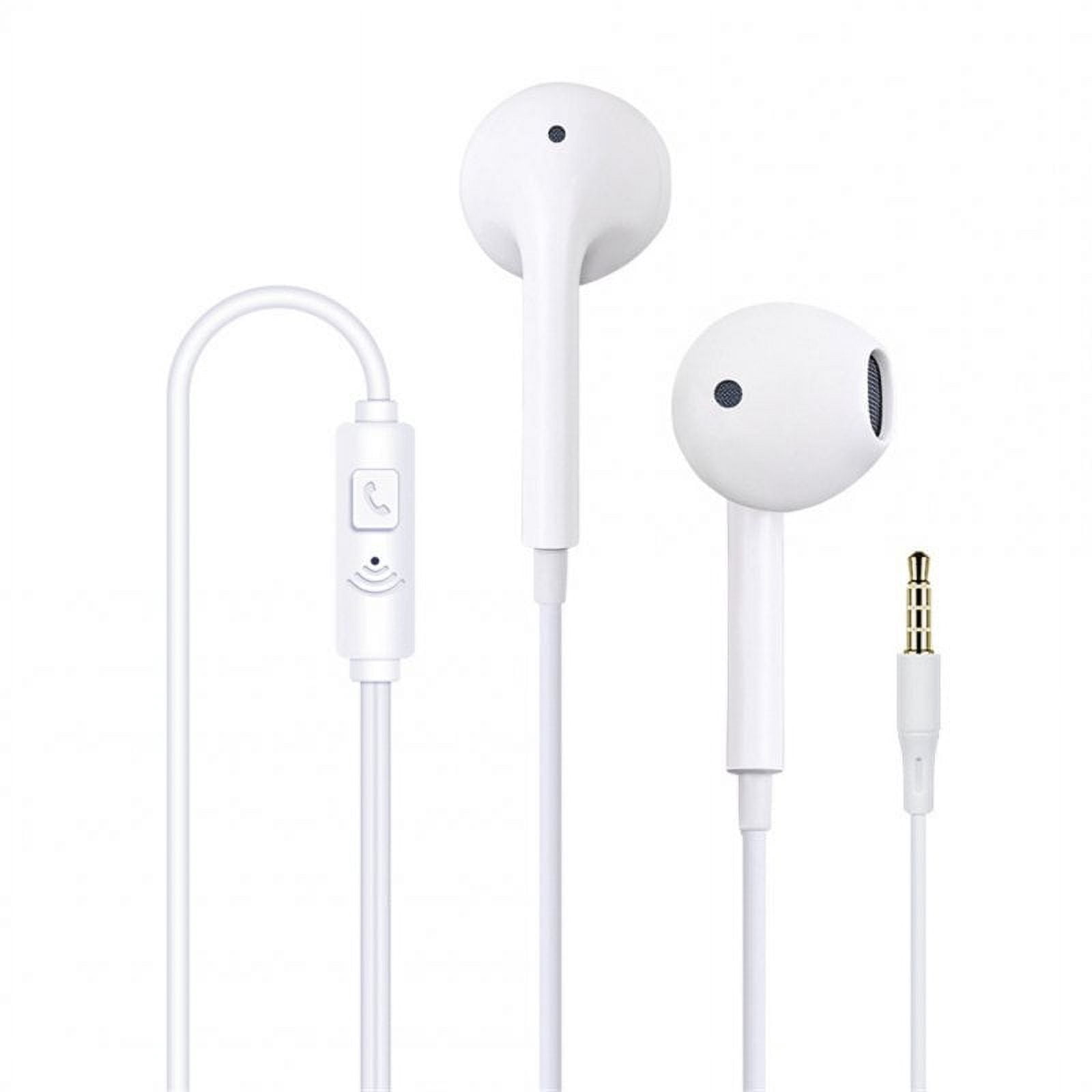 Wired Headphones with Microphone Hands-free Calls Subwoofer Music Earplugs Earphones White