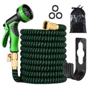 amdohai 100ft Expandable Garden Hose with 9 Function Nozzle and 3/4 Inch Solid Brass Connector