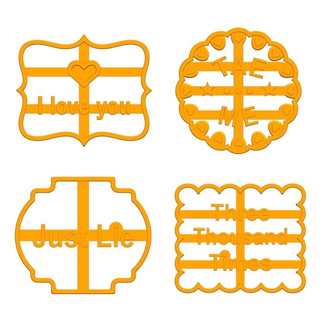 Cookie Mold Cooking Plastic Biscuit Form Mould Kitchen Mold Good Wishes Baking Maker with Good Wishes, 4pcs