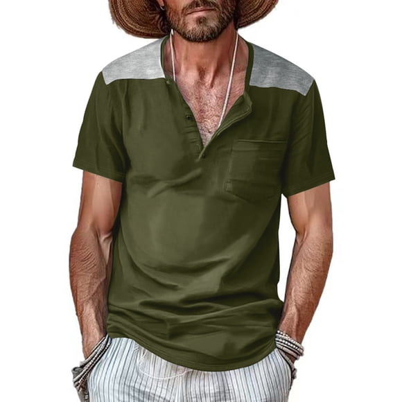 AherBiu T-Shirts pour Hommes à Manches Courtes Chemises Décontractées pour Hommes Extensibles Douces Chemises d'Été de Plage avec Poches
