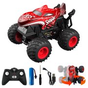 Remote Control Car Toys for Kids Boys, RC Monster Truck with 360°Rotation Upright, Light & Music, Indoor Outdoor All Terrain Rechargeable Electric RC Car Toys Gifts for 3-12 Year Old,Red