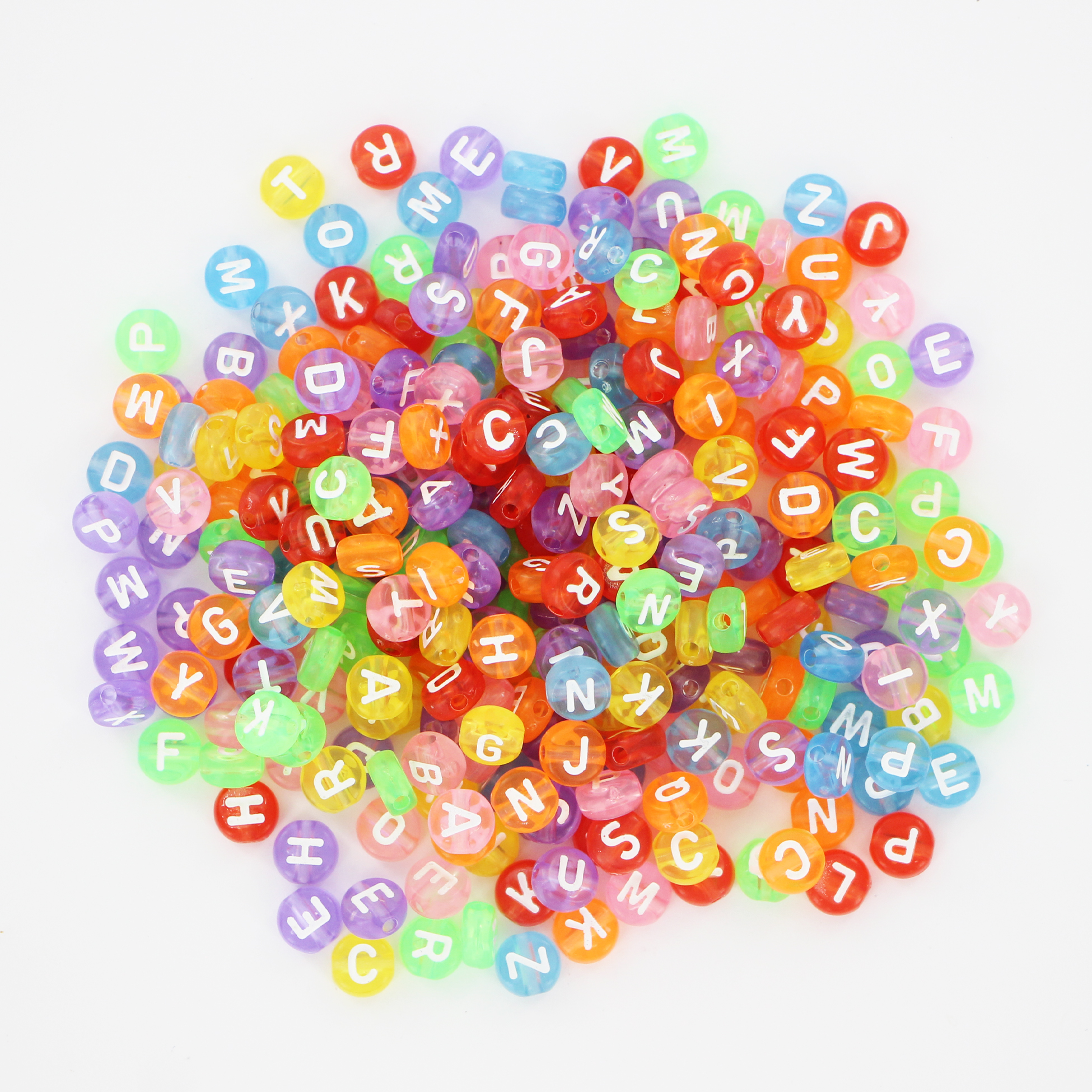TINY HANDS Alphabet rond perles, transparent, 300 pièces, 6 mm (0.23 po), âge 6+, enfants, bricolage, 6 mm (0.24 po)