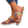thumbnail image 1 of Sandales Boho pour Femmes de Vacances Espadrilles Ethniques à Plateforme Compensée Pantoufles de Robe Plage Décontractées à Enfiler Chaussures d'Été, 1 of 6