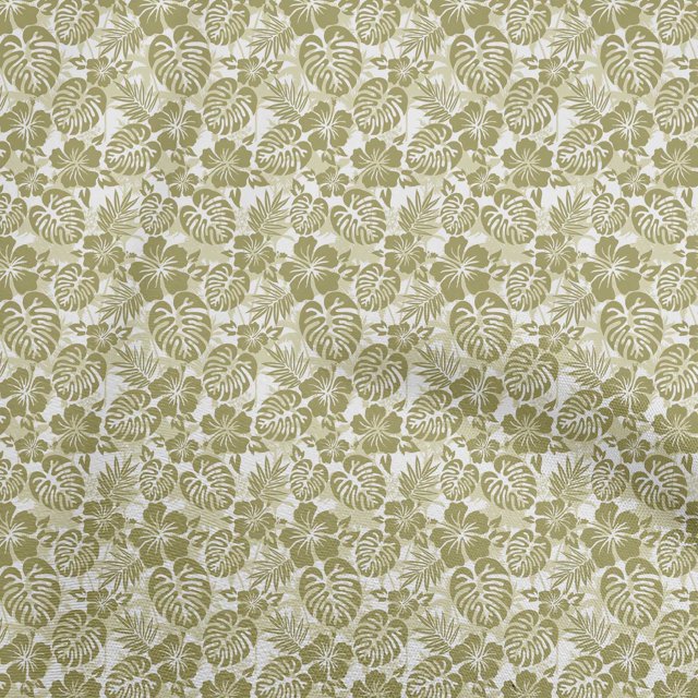oneOone Polyester Spandex Olive Green Fabric Tropical Craft Projects Decor Fabric Printed By The Yard 56 Inch Wide