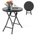 thumbnail image 2 of Costway 18" Folding Side Table Round Compact Coffee Table with Tempered Glass Tabletop Black, 2 of 10