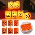 thumbnail image 3 of Halloween Without Flame Candles LED Battery Pillar Candles Like Autumn Halloween Holiday Party Decorative Set, 3 of 6