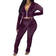 thumbnail image 1 of Honganda Slim Pleated Zipper Hooded Top and Pants Two-piece Suit, 1 of 6