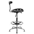 thumbnail image 3 of Vibrant Black and Chrome Drafting Stool with Tractor Seat, 3 of 9